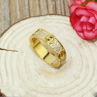 Original Copy Cartier Love Ring 18K Yellow Gold With Paved Diamonds